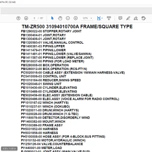 Tadano Crane TM-ZR500 31094010700A FRAMESQUARE TYPE Parts Manual - PDF DOWNLOAD
