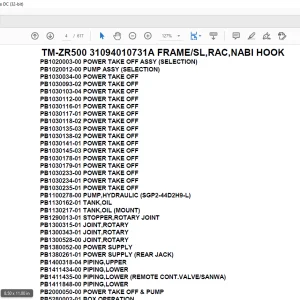 Tadano Crane TM-ZR500 31094010731A FRAMESL,RAC,NABI HOOK Parts Manual - PDF DOWNLOAD