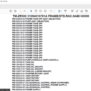 Tadano Crane TM-ZR500 31094010781A FRAME/STD,RAC,NABI HOOK Parts Manual  - PDF DOWNLOAD