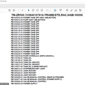 Tadano Crane TM-ZR500 31094010791A FRAME/STD,RAC,NABI HOOK Parts Manual - PDF DOWNLOAD
