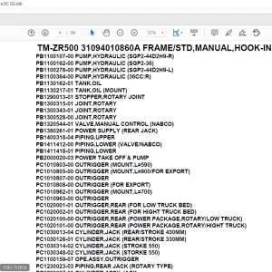 Tadano Crane TM-ZR500 31094010860A FRAMESTD,MANUAL,HOOK-IN Parts Manual - PDF DOWNLOAD