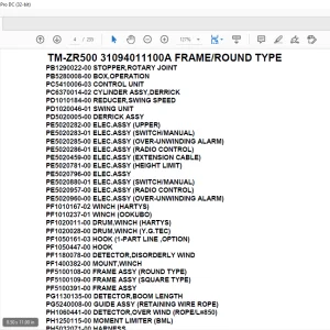 Tadano Crane TM-ZR500 31094011100A FRAMEROUND TYPE Parts Manual - PDF DOWNLOAD