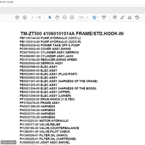 Download Tadano Crane TM-ZT500 41060101013A Parts Manual PDF