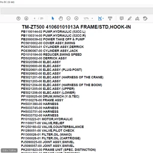 Tadano Crane TM-ZT500 41060101013A FRAME/STD,HOOK-IN Parts Manual - PDF DOWNLOAD