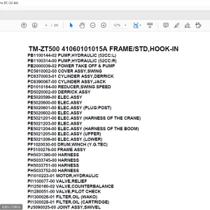 Tadano Crane TM-ZT500 41060101015A FRAME/STD,HOOK-IN Parts Manual - PDF DOWNLOAD