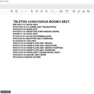 Tadano Crane TM-ZT500 41060102003A BOOM/3 SECT. Parts Manual - PDF DOWNLOAD