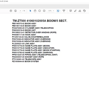 Tadano Crane TM-ZT500 41060102005A BOOM/5 SECT. Parts Manual - PDF DOWNLOAD