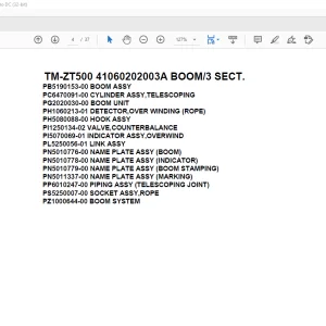 Tadano Crane  TM-ZT500 41060202003A BOOM3 SECT. Parts Manual - PDF DOWNLOAD