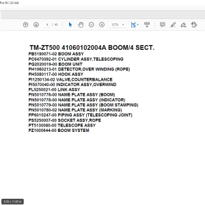 Tadano Crane TM-ZT500 41060202004A BOOM/4 SECT. Parts Manual - PDF DOWNLOAD