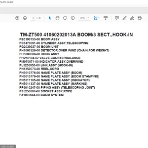 Tadano Crane TM-ZT500 41060202013A BOOM3 SECT.,HOOK-IN Parts Manual  - PDF DOWNLOAD
