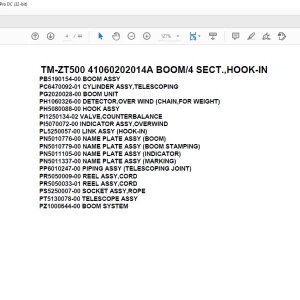 Tadano Crane TM-ZT500 41060202014A BOOM4 SECT.,HOOK-IN Parts Manual - PDF DOWNLOAD
