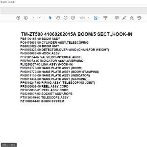 Tadano Crane TM-ZT500 41060202015A BOOM5 SECT.,HOOK-IN Parts Manual - PDF DOWNLOAD