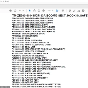 Tadano Crane TM-ZE300 41044505113A BOOM/3 SECT.,HOOK-IN,SAFETY EYES Parts Manual - PDF