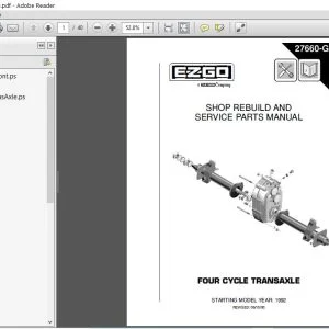 1992 EZGO FOUR CYCLE TRANSAXLE SHOP REBUILD AND SERVICE PARTS MANUAL - PDF DOWNLOAD