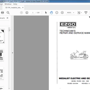 1994-1996 EZGO Texton MEDALIST ELECTRIC AND DCS VEHICLES TECHNICIAN'S REPAIR AND SERVICE MANUAL