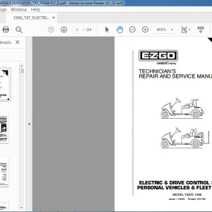 1996 EZGO  Textron ELECTRIC & DRIVE CONTROL SYSTEM™ PERSONAL VEHICLES & FLEET GOLF CAR TECHNICIAN'S REPAIR AND SERVICE MANUAL