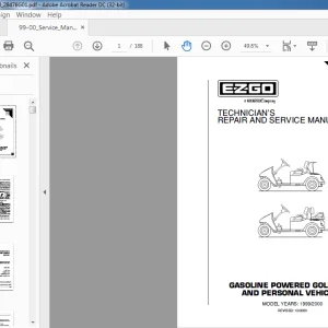 1999-2000 EZGO GASOLINE POWERED GOLF CARS AND PERSONAL VEHICLES TECHNICIAN'S REPAIR AND SERVICE MANUAL