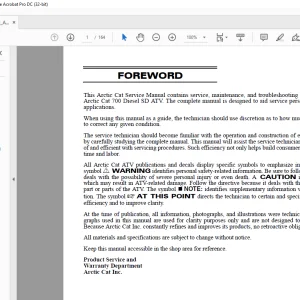 2011 Arctic Cat 700 Diesel SD ATV Service Manual - PDF DOWNLOAD