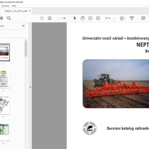 2012 Opall Agri NEPTUN III 8m a 10m kombinovaný kypřič Servisní katalog náhradních dílů PDF