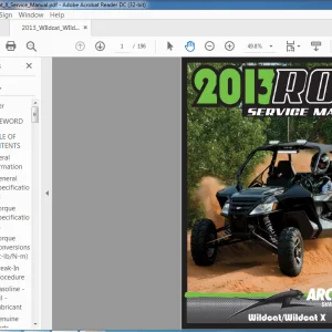 2013 Arctic Cat Wildcat/Wildcat X Service Manual - PDF DOWNLOAD