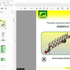 2014 Opall Agri EUROPA II 180 Polonesený otočný pluh Servisní náhradních dílů PDF