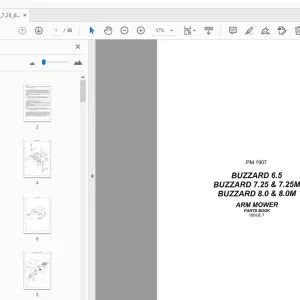 BOMFORD BUZZARD 6.5 BUZZARD 7.25 & 7.25M BUZZARD 8.0 & 8.0M ARM MOWER PARTS MANUAL - PDF