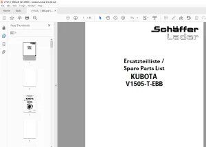 Schaffer Lader Kubota V1505-T-EBB Parts Manual PDF
