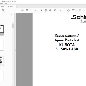 Schaffer Lader Kubota V1505-T-EBB Parts Manual PDF