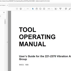 Caterpillar User’s Guide for the 221-2370 Vibration Analyzer Group TOOL OPERATING MANUAL