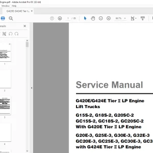 Daewoo Doosan G420E/G424E Tier LP Engine Lift Trucks Service Manual SB4136E00 - PDF