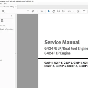 Daewoo Doosan G424FE LP/Dual Fuel Engine G424F LP Engine Service Manual SB4251E00 - PDF
