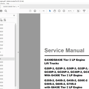 Daewoo Doosan G430E/G643E Tier LP Engine Lift Trucks Service Manual SB4137E00 - PDF