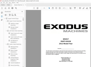 Exodus Machine 447 PARTS BOOK Manual 2012 - PDF DOWNLOAD