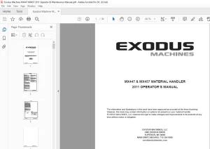 Exodus Machine MX447 & MX457 MATERIAL HANDLER OPERATOR’S MANUAL 2011 - PDF