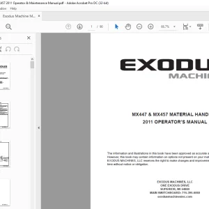 Exodus Machine MX447 & MX457 MATERIAL HANDLER OPERATOR’S MANUAL 2011 - PDF