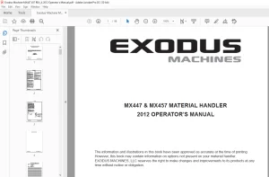 Exodus Machine MX447 & MX457 MATERIAL HANDLER OPERATOR’S MANUAL 2012 - PDF DOWNLOAD
