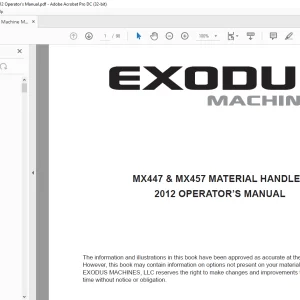 Exodus Machine MX447 & MX457 MATERIAL HANDLER OPERATOR’S MANUAL 2012 - PDF DOWNLOAD
