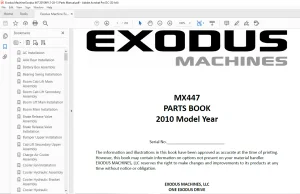Exodus Machine MX447 PARTS BOOK Manual 2010 - PDF DOWNLOAD