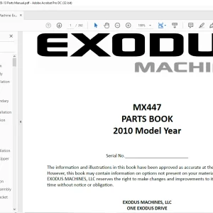 Exodus Machine MX447 PARTS BOOK Manual 2010 - PDF DOWNLOAD