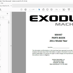 Exodus Machine MX447 PARTS BOOK Manual 2011 - PDF DOWNLOAD