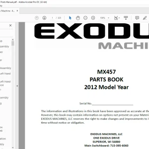 Exodus Machine MX457 PARTS BOOK Manual 2012 - PDF DOWNLOAD