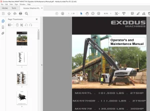 Exodus Machines MX447 101,500LBS. 275HP Operator's & Maintentance Manual - PDF