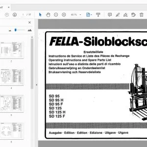 Fella SD 95,SD 95H,SD 95F,SD125,SD 125H,SD 125 F Operation & Parts Manual - PDF