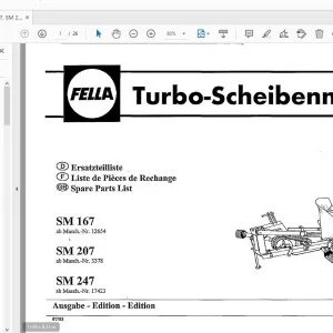 Fella SM 167, SM 207, SM 247 Turbo Disc Mower Parts Manual - PDF