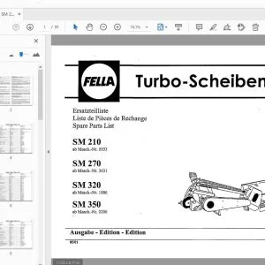 Fella SM 210, SM 270, SM 320, SM 350 Turbo Disc Mower Parts Manual - PDF