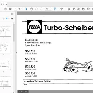 Fella SM 210, SM 270, SM 320, SM 350 Turbo Disc Mower Parts Manual - PDF