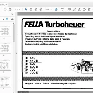 Fella TH 440, TH 440D, TH 520, TH 520D, TH 700, TH 700D Turboheuer Operation & Parts Manual - PDF