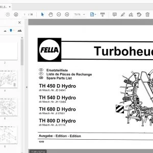 Fella TH 450 D Hydro, TH 540 D Hydro, TH 680 D Hydro, TH 800 D Hydro Turboheuer Operation & Parts Manual - PDF