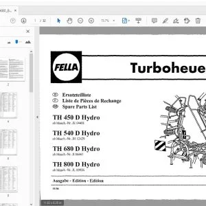 Fella TH 450 D Hydro, TH 540 D Hydro, TH 680 D Hydro, TH 800 D Hydro Parts Manual - PDF