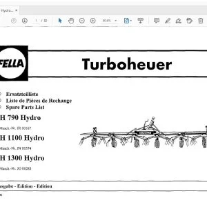 Fella TH 790 Hydro, TH 1100 Hydro, TH 1300 Hydro Turboheuer Parts Manual - PDF